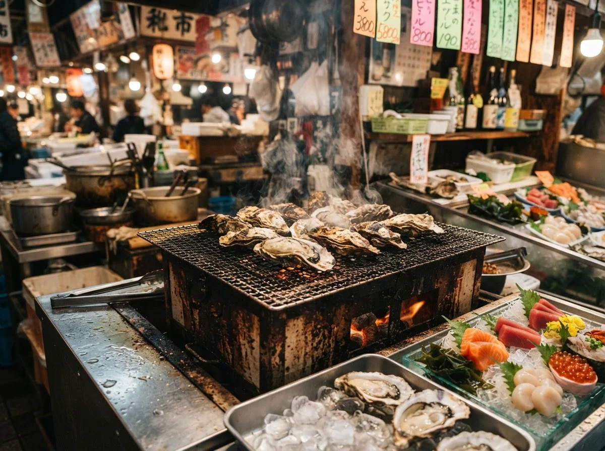 器に彩りよく盛り付けた海鮮丼を斜め上から撮った写真
